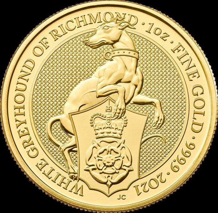United Kingdom. 100 Pounds 2021 White Greyhound of Richmond - 1 oz