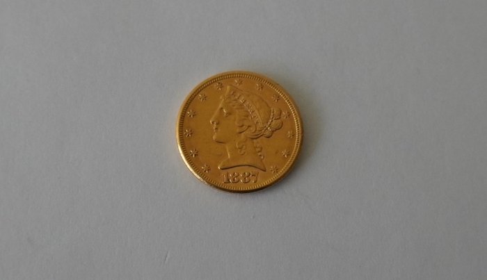 United States. 5 Dollars 1887-S (San Francisco) Coronet Head