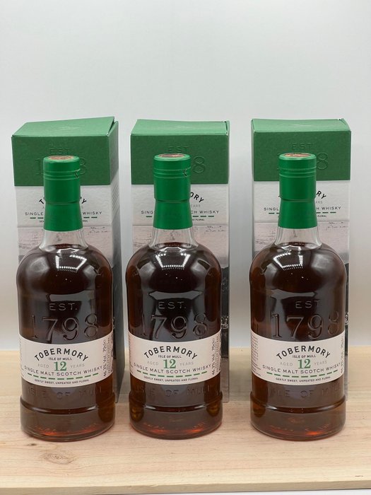 Tobermory 12 years old - Original bottling  - 70 cl - 3 sticle