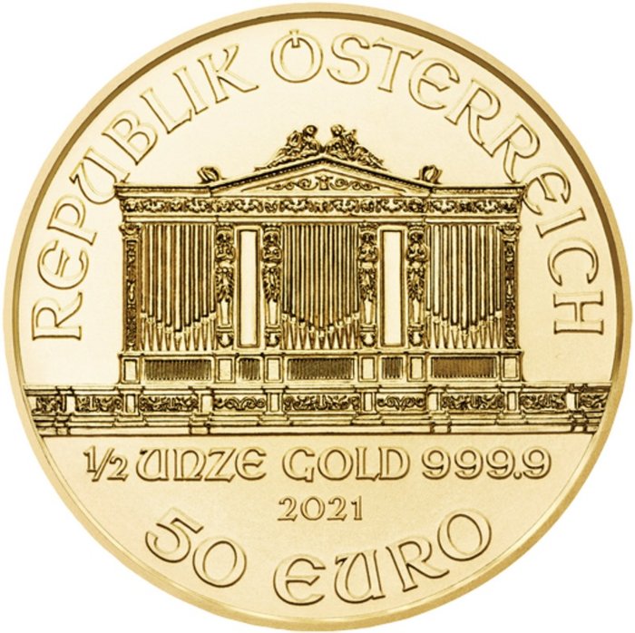 Austria. 50 Euro 2021 Wiener Philharmoniker - 1/2 oz