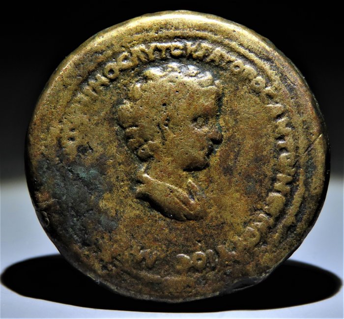 Roman Empire. Faustina I, Diva and Galerius Antoninus. Æ Sestertius,  Rome, for use in Cyprus, after ca. AD 146(?) - Les Andelys Collection