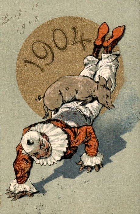 Fantaisie, Nouvel An - Cochon - Cochons - Cartes postales (Collection de 57) - 1900-1930