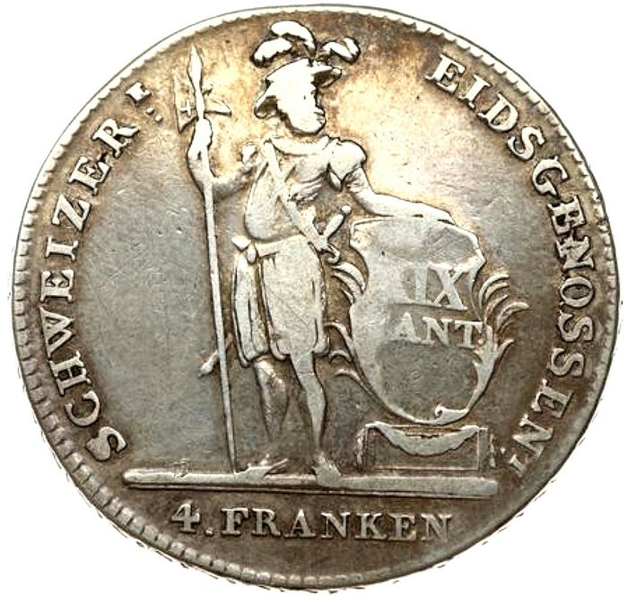 Switzerland. 4 Franken 1814 Luzern