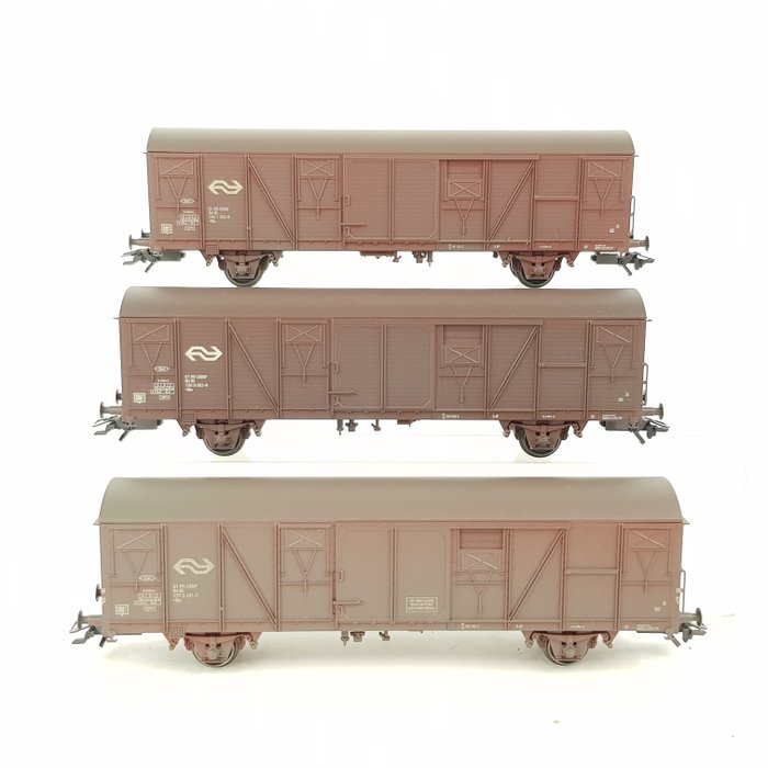 Märklin H0 - 47313 - Godsvagn-set för modelltåg (1) - Set med 3 lådbilar, typ Gbs - NS