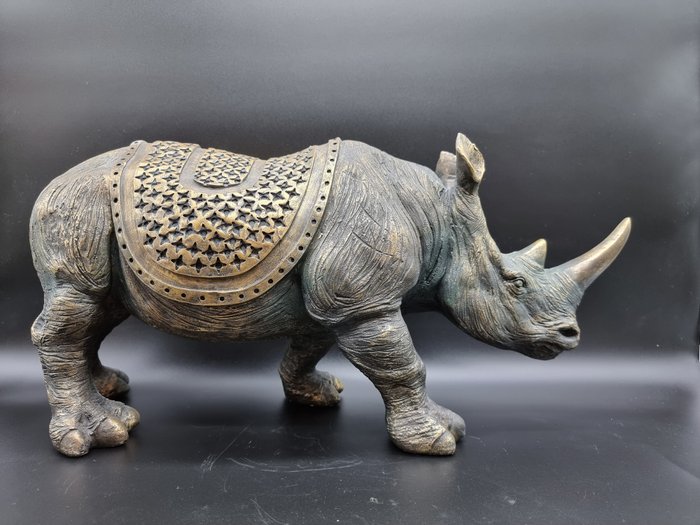Statue, XL Lifelike Rhino 51cm Statue - 0 cm - Résine