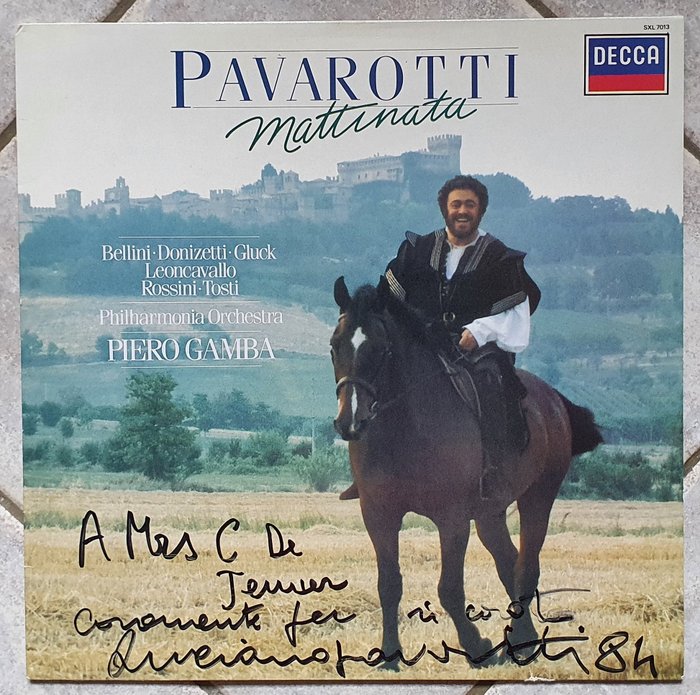 Luciano Pavarotti - Mattinata + Dédicace de Luciano Pavarotti - LP album, Souvenirs signés (autographe original) - 1983/1983