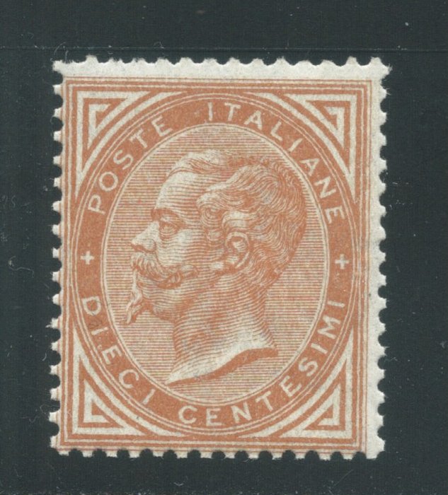Italy Kingdom 1863 - 10 cents ochre yellow, London issue MNH - Sassone L17