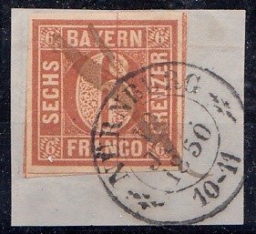 Bavaria 1849 - Michel 4 I auf dekorativem Briefstück
