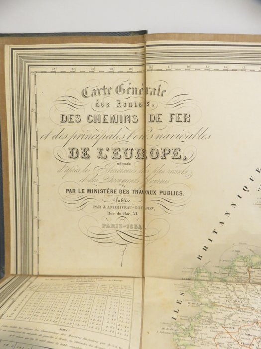 Europa; ANDRIVEAU-GOUJON - Routes et chemins de fer et des principales voies navigables de l'Europe - 1851-1860