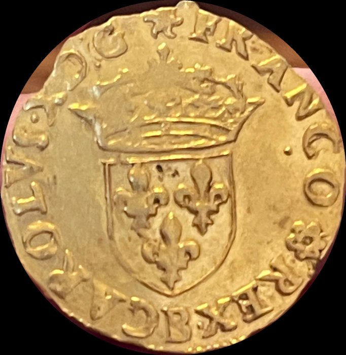 France. Charles X de Bourbon (1589-1590). Ecu d'or au soleil 1590-B, Rouen