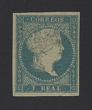 Spain 1855 - Isabella II, ribbons watermark, Comex certificate - Edifil nº41