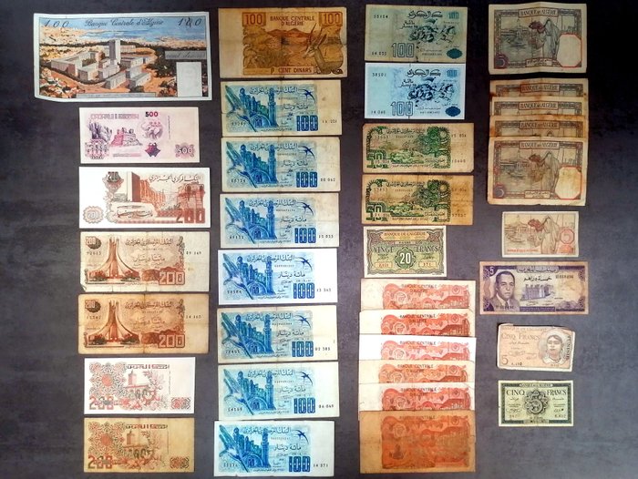 World - Algeria, Morocco - 35 banknotes - Various dates