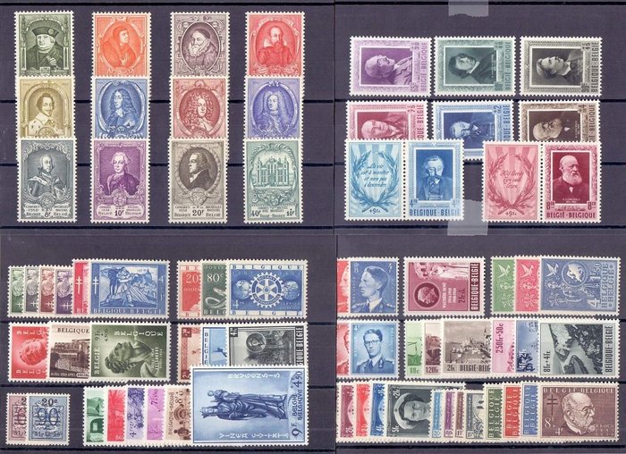 Belgien 1952/1954 - Complete years 1953 and 1954 + UPU and Linguists with Diptychs from 1952 - OBP/COB 880/899 + 908/960