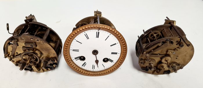 3 orologi francesi antichi - Bronzo, Ottone - Fine XIX secolo
