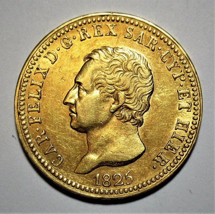 Italië, Koninkrijk Sardinië. Carlo Felice di Savoia (1821-1831). 40 Lire 1825 - Torino