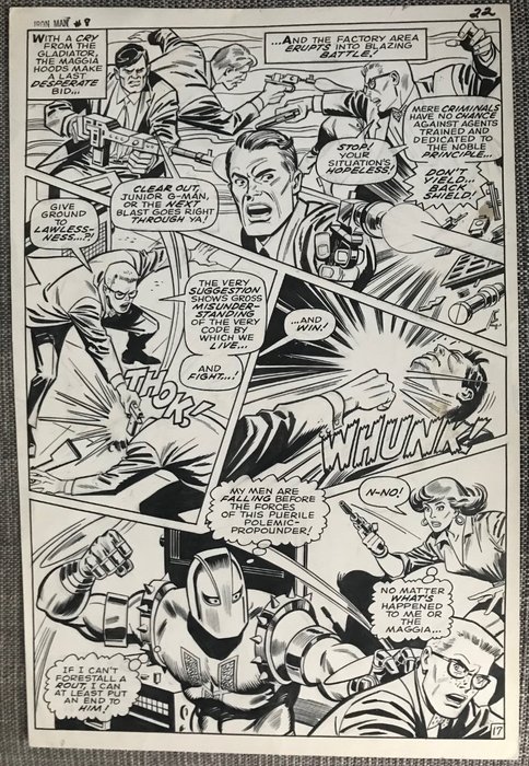 Iron Man #8 - Original page (p.17) - Pencils: George Tuska, Inks: Johnny Craig - Size: 26,5 x 40,5 cm. NO RESERVE - (1968)