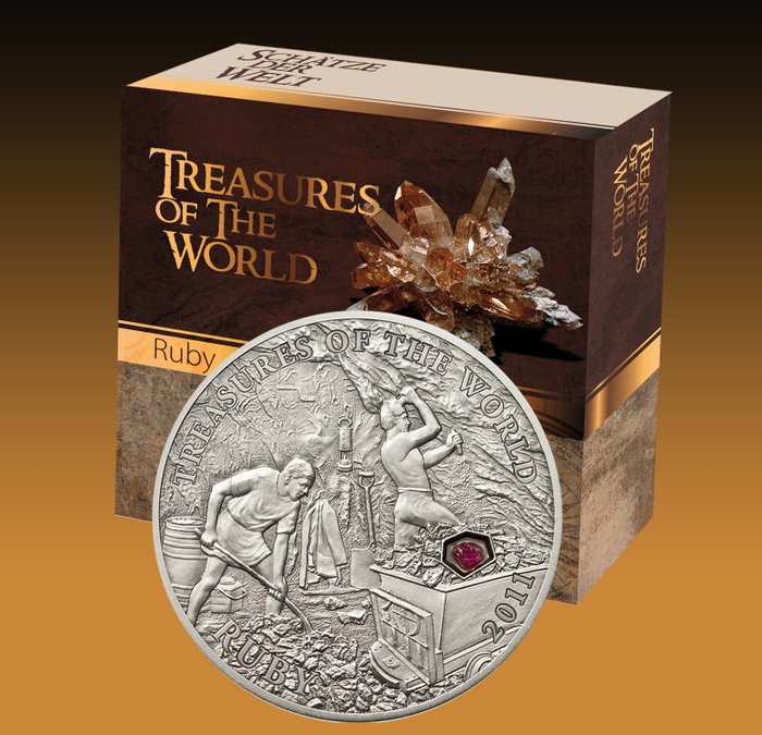 Palau. 5 Dollars 2011 Treasures of the World - Ruby, (.999)  (Senza Prezzo di Riserva)