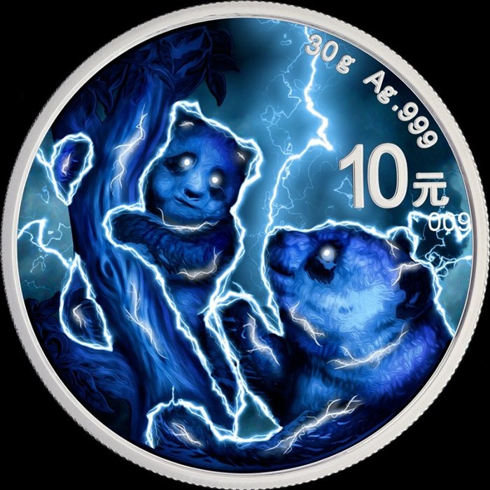 Chine. 10 Yuan 2021 - Panda "Storm"- 30g