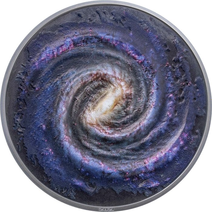 Palau. 20 Dollars 2021 The Milky Way Space the Final Frontier Black Proof Silver Coin - 3 oz
