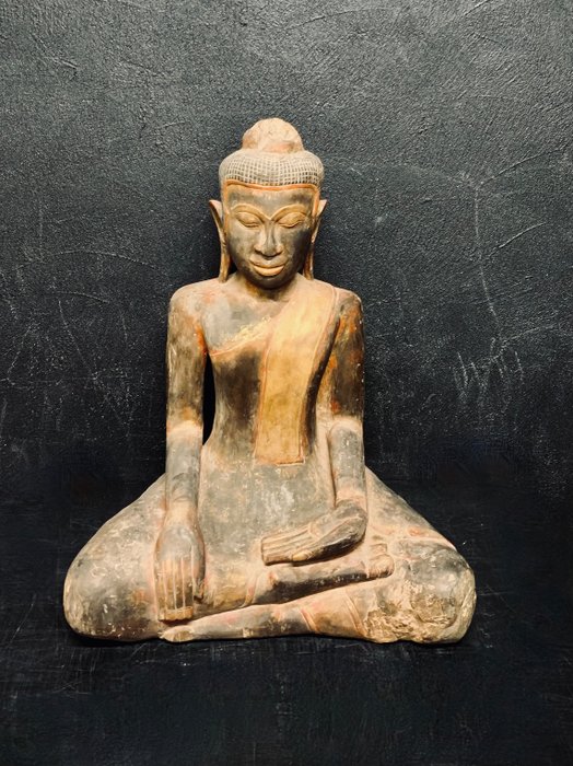 Statua - 40 kg - Tek - Buddha imponente - Cambogia - anni '50-60        
