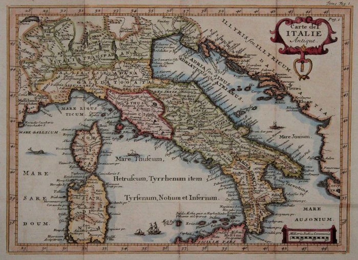 Italy Rogissart Carte De L Italie Antique 1701 17 Catawiki