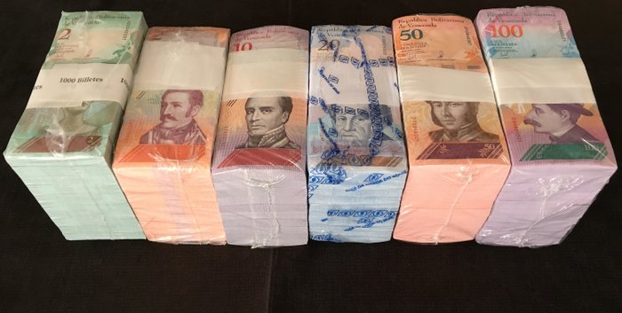 Venezuela - 1000 x 2, 5, 10, 20, 50, 100 Bolivares Soberano 2018 - Pick NEW - 6 Original bricks ( 6000 Banknotes )