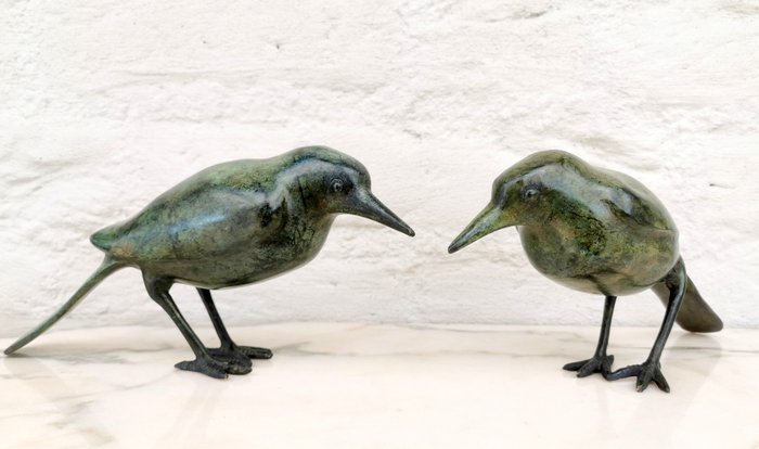 Figurină - A pair of bronze birds - Bronz