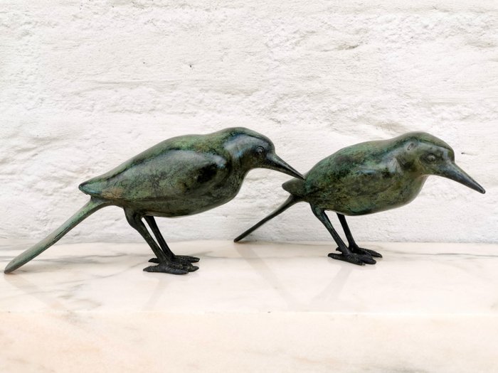 Beeldje - A pair of bronze birds - Brons
