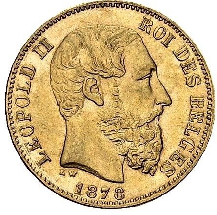 Belgium. 20 Francs 1878 Leopold II