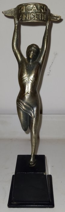 Création Engreval S.A - Old and authentic Naked Marathoner Trophy 'Ricard Anisette' - Art Deco - Bronze