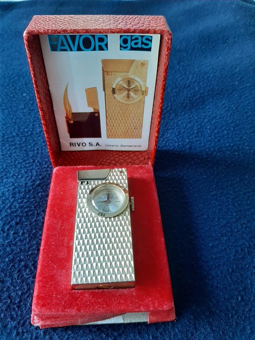 RIVO Favor Gas Vintage Gold Plated Lighter with watch - Aansteker