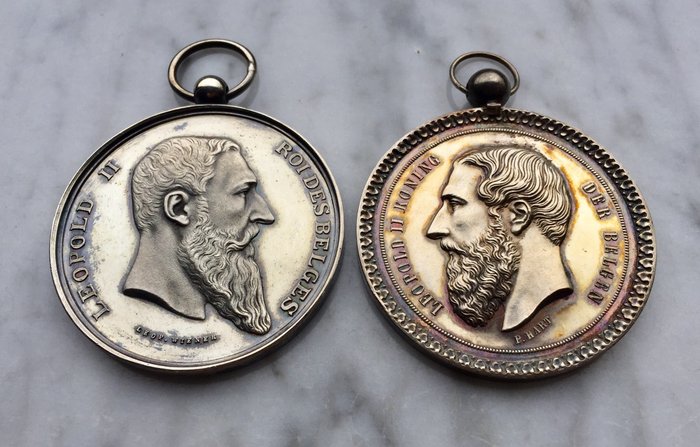 Wiener - Hart - Medaille Leopold II - König der Belgier (2) - Silber