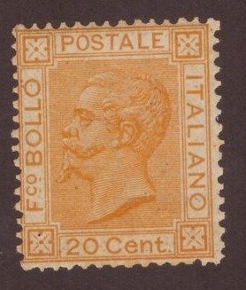 Italië Regno 1877 - 20 cent. ocra arancio - Sassone N. 28