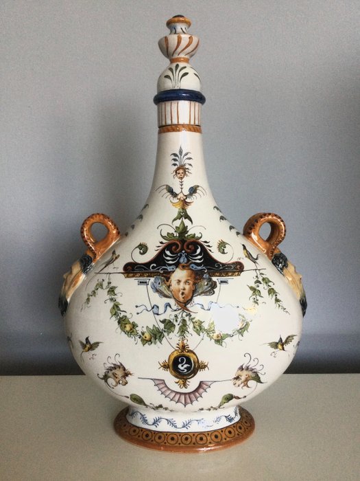 Ginori - Vaso bottiglia in maiolica Pellegrini - Stile rinascimentale - Ceramica
