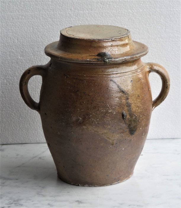 Antique French salt pot - Grès de Berry - Saloir