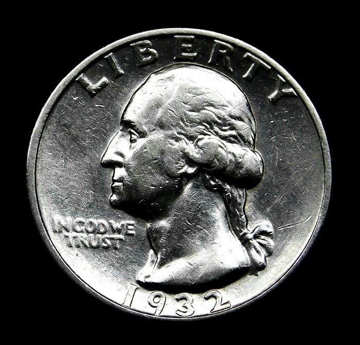 USA. 25 Cents (Quarter) 1932-D (Denver Mint) Washington - Rare
