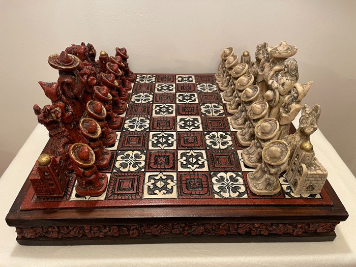 Maya handgefertigte Schachfiguren - Holz, Harz