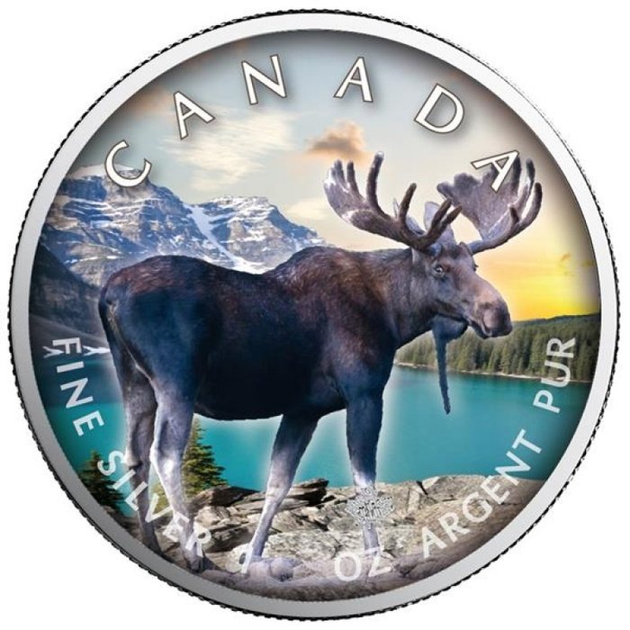 Canada. 5 Dollars 2021 - Maple Leaf - "On the Trails of Wildlife - Elch" - with COA - 1 Oz