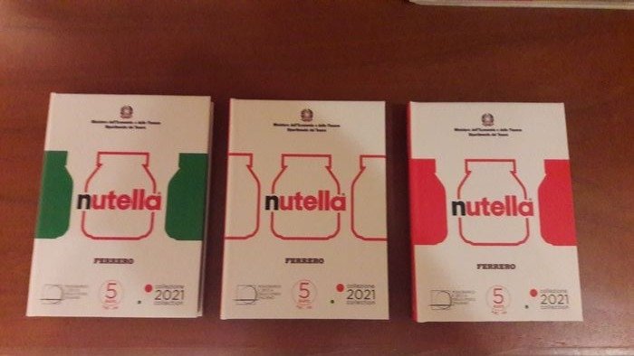 Italien. 5 Euro 2021 BU "Nutella" - trittico (3 coins)