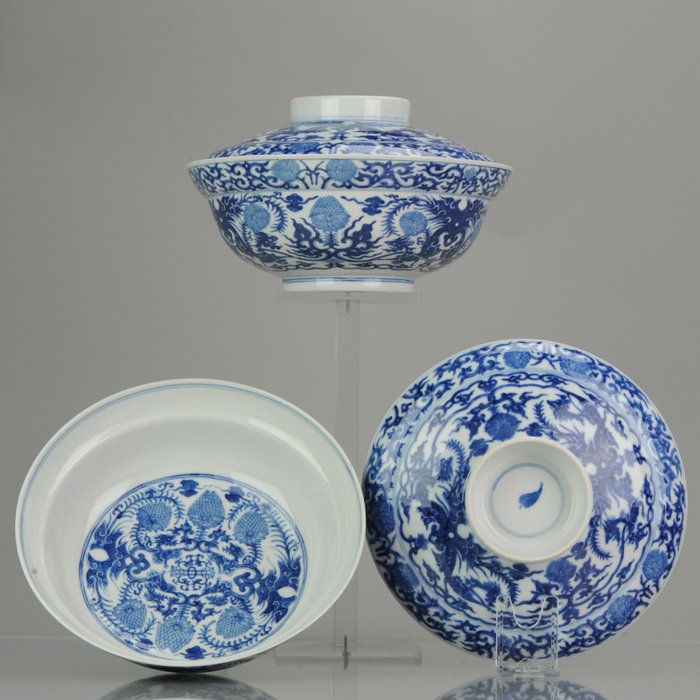 Schaal/kom (2) - Blauw en wit - Porselein - SE Asian Market - China - Republieke periode (1912-1949)