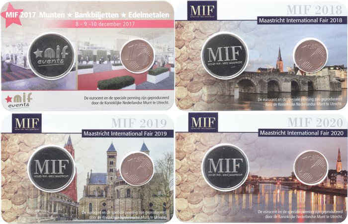 Pays-Bas. Coin Card 2017/2020 "MIF" (4 stuks)  (Sans Prix de Réserve)