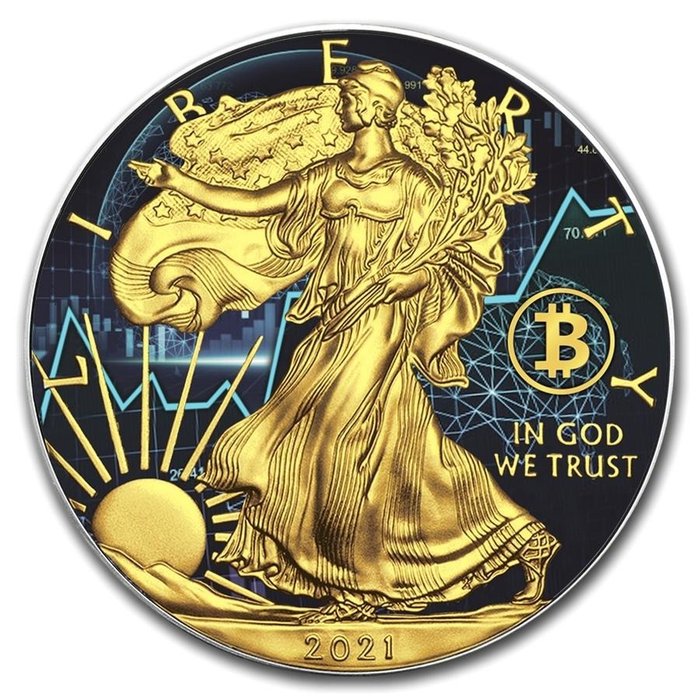 United States. 1 Dollar 2021  - Bitcoin - New Gold - 1 Oz with COA