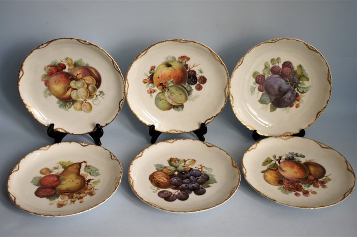 Rosenthal - Seks antikke tallerkener med fruktdekor 'Versailles' (6) - Porselen
