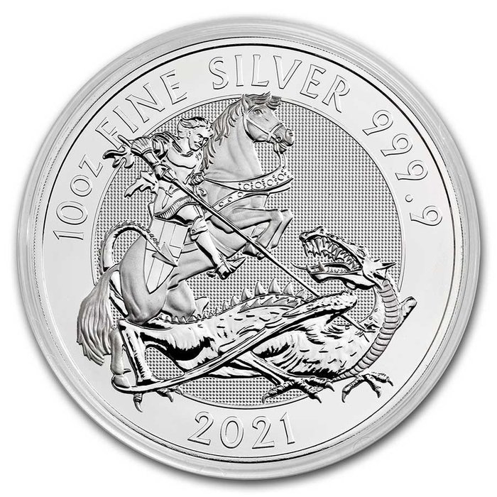 United Kingdom. 10 Pound 2021 Royal Mint Valiant / Tapferkeit Drachentöter - 10 oz