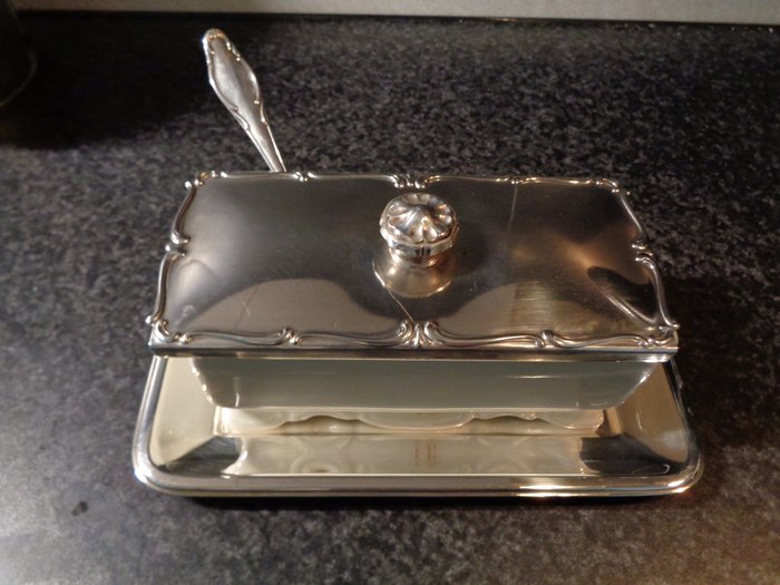 rosenthal wellner DRP - wellner - castron de marmeladă (1) - Art Deco - portelan placat cu argint