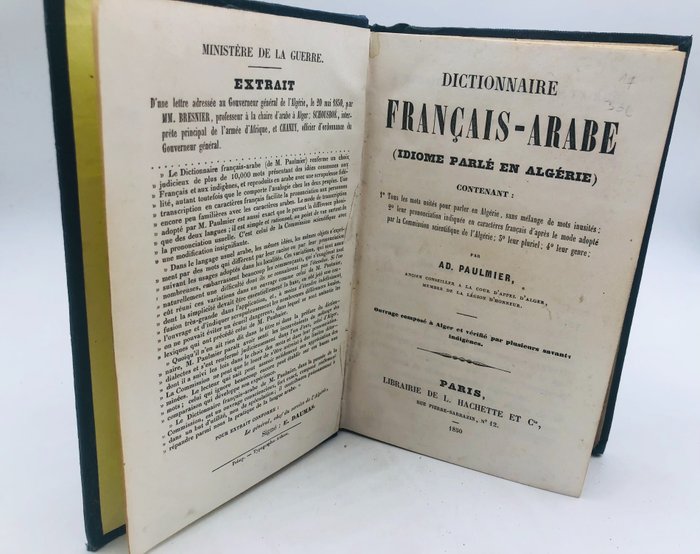 Ad. Paulmier - Dictionnaire français-arabe (idiome parlé en Algérie) - 1850