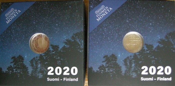 Finlande. 2 Euro 2020 Proof Vaino + Turku - 2 verschillende