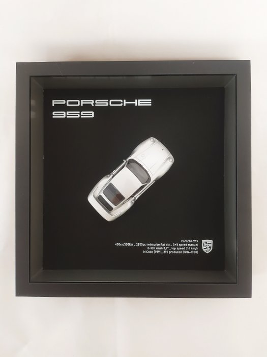 Decorative object - Porsche 959 Silver - Shadow box - - Catawiki