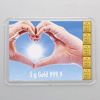 5 x 1 Gramm - Oro .999 (24 carati) - Valcambi Schweiz 5 Gramm Goldbarren in Geschenkbox für eine goldenen Zukunft - Seal+Certificato