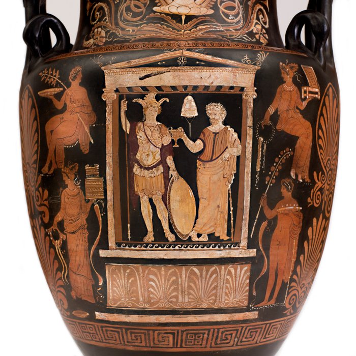 古希腊 陶瓷 TL测试归因于《地下世界》画家的红色数字蜗壳牛皮纸（85厘米x 48厘米）